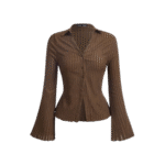 90s Vintage Plisse Texture Bell Sleeve Top