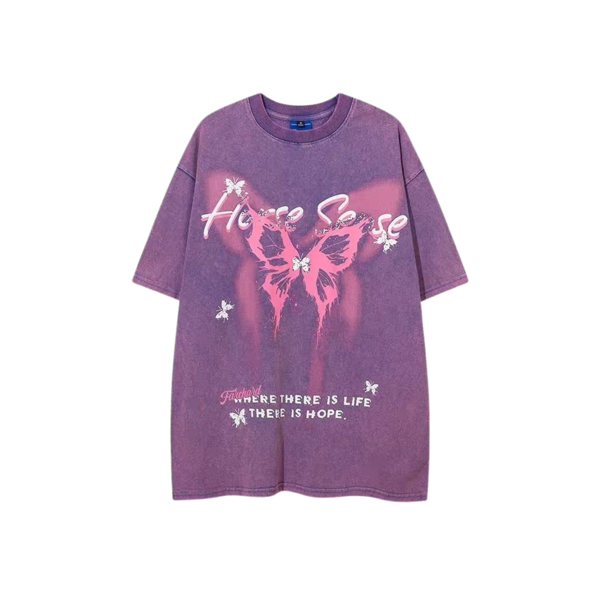 Untitled design (43) Vintage Wash Purple Streetwear Butterfly Shir - Image 1