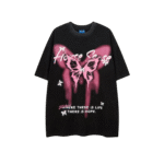 Grunge Fairycore Acid Wash Pink Butterfly Shirt